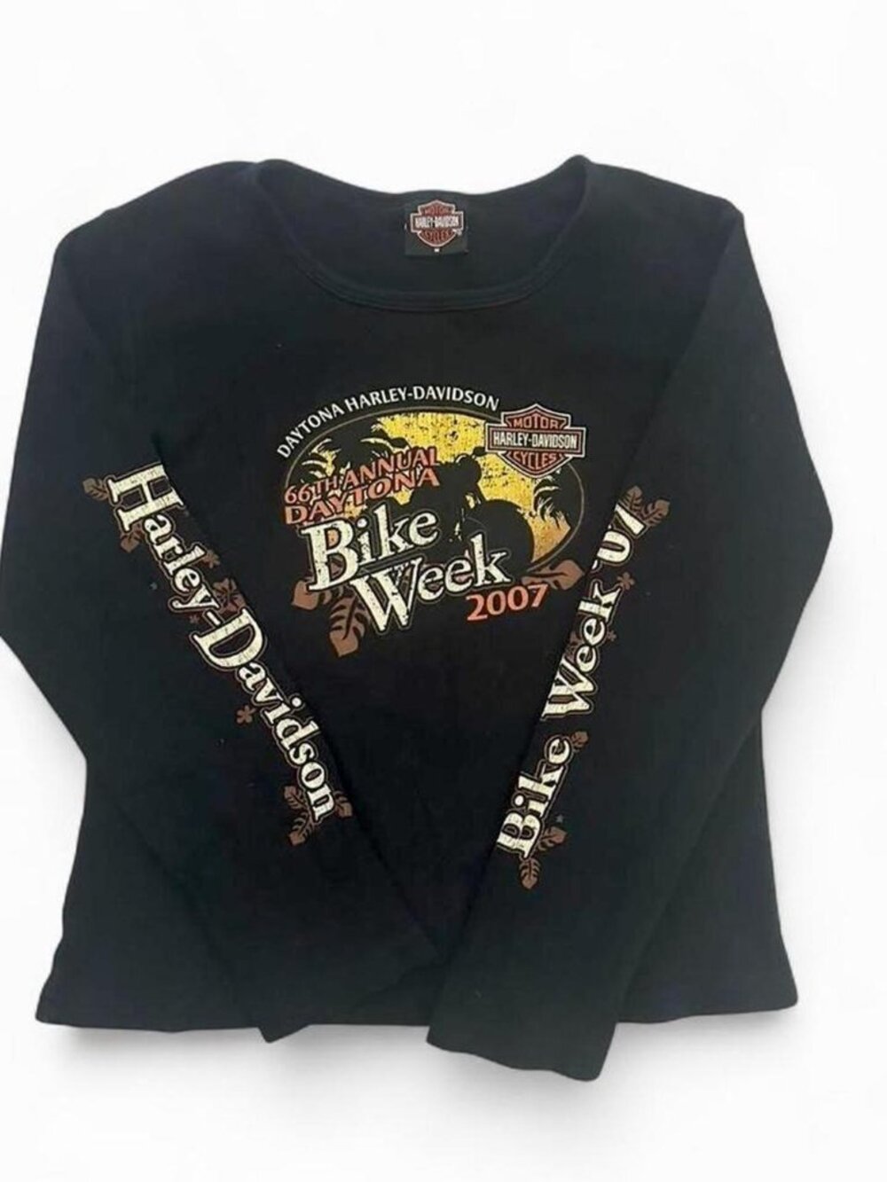 Harley Davidson Bike Week Daytona Beach Long Sleeve Black Graphic Shirt
